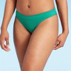 Women's Ribbed High Leg Extra Cheeky Bikini Bottom - Shade & Shore Emerald