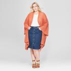 Women's Plus Size Open Knit Duster Poncho Sweater - Universal Thread Rust (red)