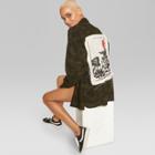 Women's Camo Print Long Sleeve Button-down Shirt With Back Patch - Wild Fable Olive