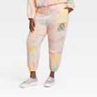 Women's Keith Haring Plus Size Tie-dye Graphic Jogger Pants - Pale Peach