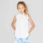 Plus Size Girls' Tie Front Button-down - Cat & Jack White Denim