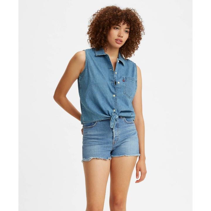 Levi's Women's Sleeveless Rumi Front Button-down Shirt - Blue
