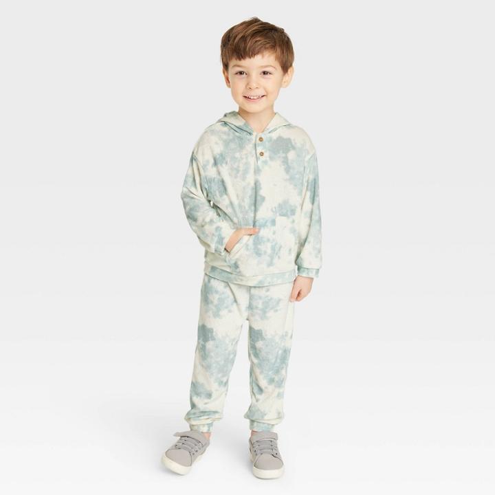 Grayson Collective Toddler Tower Terry Hoodie & Jogger Set - Teal Blue