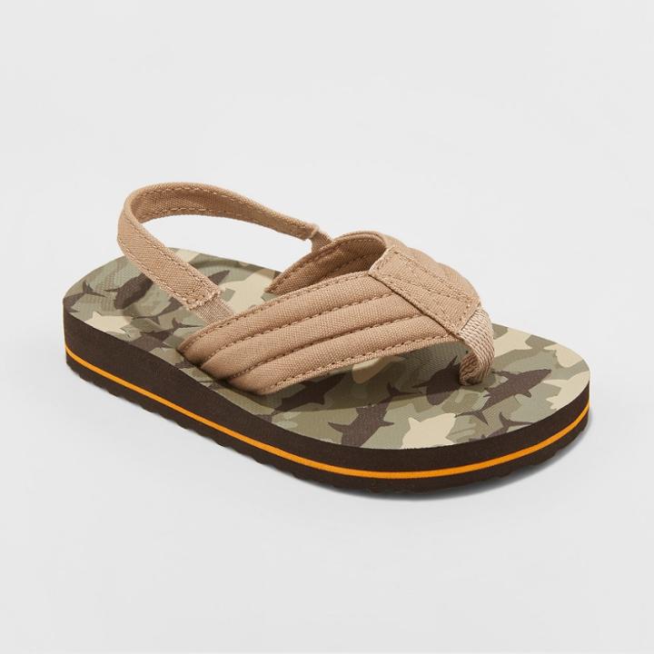 Toddler Boys' Henry Camo Flip Flop Sandals - Cat & Jack Brown L, Boy's,