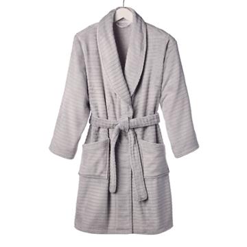 Wellbeing By Sunham L Ribbed Bathrobe Gray - Wellbeing By