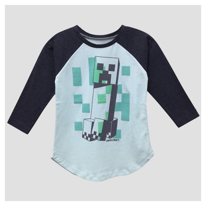 Girls' Minecraft By Jinx Creeper Blocks Long Sleeve T-shirt - Blue