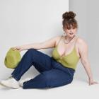 Women's Plus Size Super-high Rise Contrast Stitch Straight Jeans - Wild Fable Dark Blue