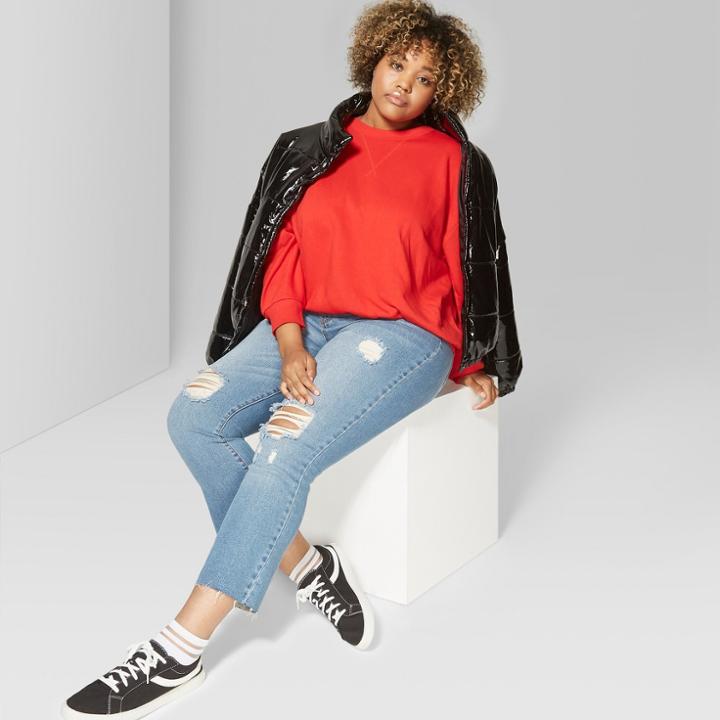 Women's Plus Size Oversized Sweatshirt - Wild Fable Red