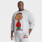 Men's Peanuts Plus Size Franklin Family Holiday Graphic Sweatshirt - Light Gray Wash