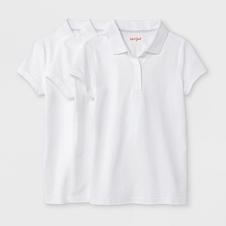 Girls' 3pc Short Sleeve Pique Uniform Polo Shirt - Cat & Jack White