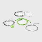 Simulated Pearl With Heart Charm Bracelet Set 4pc - Wild Fable , White