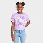 Girls' Marvel Black Panther Short Sleeve Crop Shirt - Neon Purple