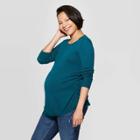 Maternity Long Sleeve Essential Side Shirred Pullover - Isabel Maternity By Ingrid & Isabel Teal S, Women's, Size: