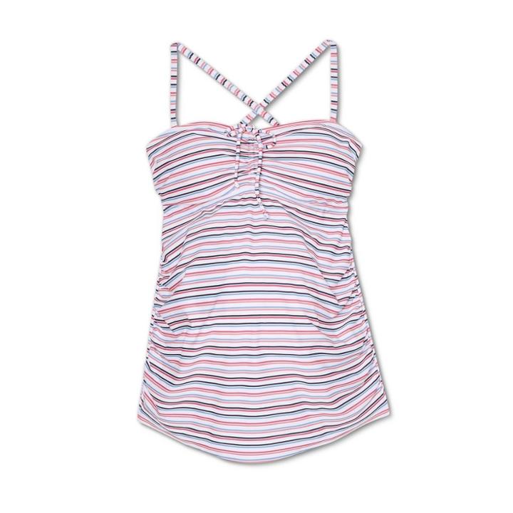Maternity Striped Tie-front Tankini Top - Isabel Maternity By Ingrid & Isabel