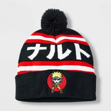 Men's Naruto Pom Beanie - Black/red