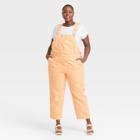Women's Plus Size High-rise Ankle Length Taper Denim Overall Jeans - Universal Thread Orange