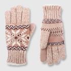 Isotoner Women's Smartdri Knit Snowflake Gloves - Pink