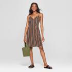 Women's Striped Button Front Strappy Dress - Xhilaration Black