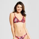 Women's Crochet Trim Triangle Bikini Top - Xhilaration Clay Floral