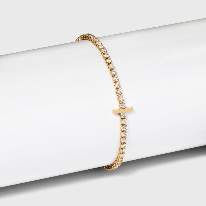 Gold Plated Cubic Zirconia Initial 'i' Tennis Bracelet - A New Day Gold