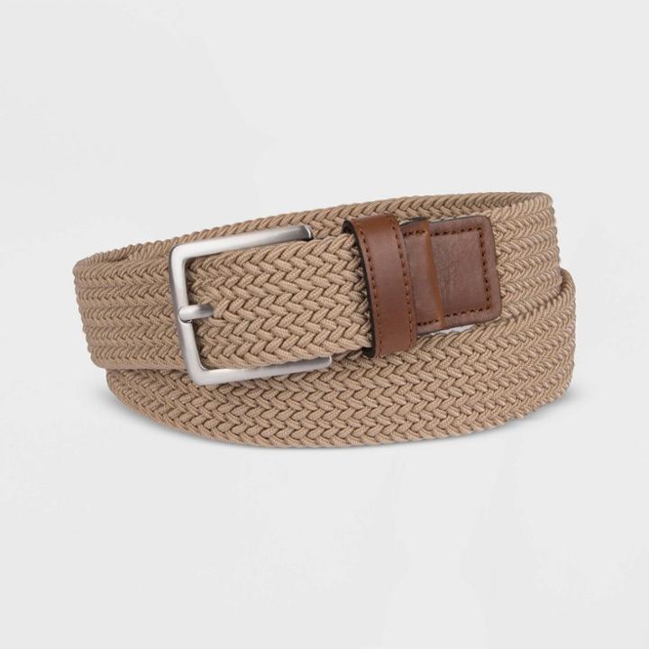 Men's 25mm Design Stretch Web Belt - Goodfellow & Co Khaki