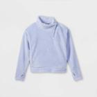 Girls' High Pile Sherpa Fleece 1/4 Zip Pullover Sweatshirt - All In Motion Periwinkle Blue