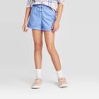 Girls' Rolled-hem Woven Shorts - Cat & Jack Bright Blue