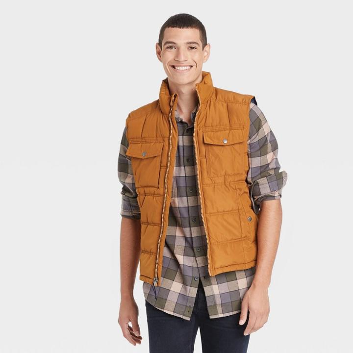 Men's Midweight Puffer Vest - Goodfellow & Co Orange