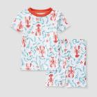 Burt's Bees Baby Toddler Girls' 2pc Lobster Maze Snug Fit Pajama