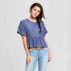 Women's Short Sleeve Ruffle Babydoll Top - Soul Cake (juniors') Blue