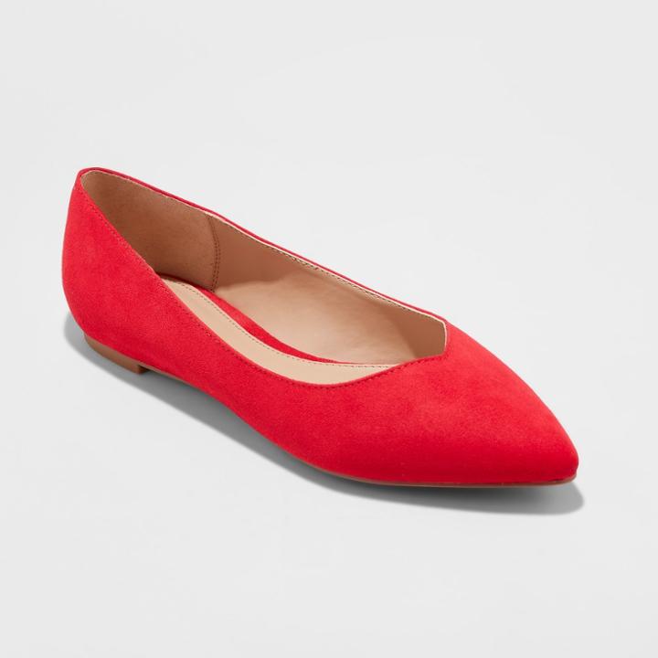 Women's Hillary Wide Width Ballet Flats - A New Day Red 7w,