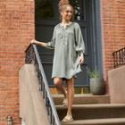 Women's Puff Long Sleeve Shirtdress - Universal Thread Olive Green Xs, Green Green