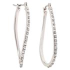 Target Twist Sterling Silver Earrings With Diamond Accents - White