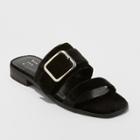 Women's Metzy Velvet Slide Sandals - A New Day Black