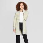 Women's Striped Long Sleeve Open Cardigan - A New Day Gray/yellow