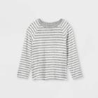 Toddler Girls' Striped Cozy Long Sleeve T-shirt - Cat & Jack Gray/cream