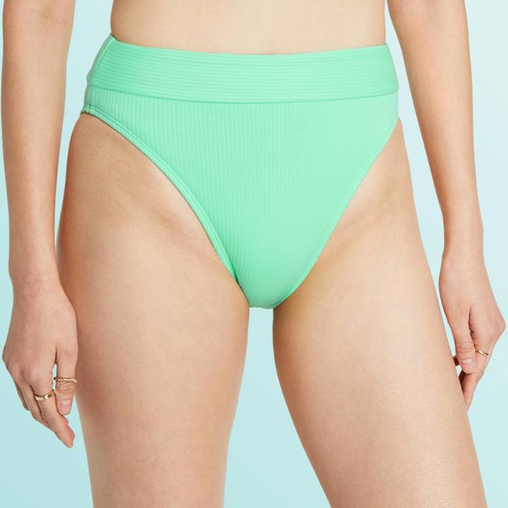 Women's High Waist Ribbed Bikini Bottom - Stoney Clover Lane X Target Light Green Xxs