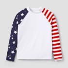 Plusboys' Long Sleeve American Flag Print Rash Guard Swim Shirt - Cat & Jack M Husky, Blue/red/white
