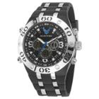 Men's U.s. Air Force C23 Multifunction Watch By Wrist Armor, Black And White Dial, Black Rubber Strap,