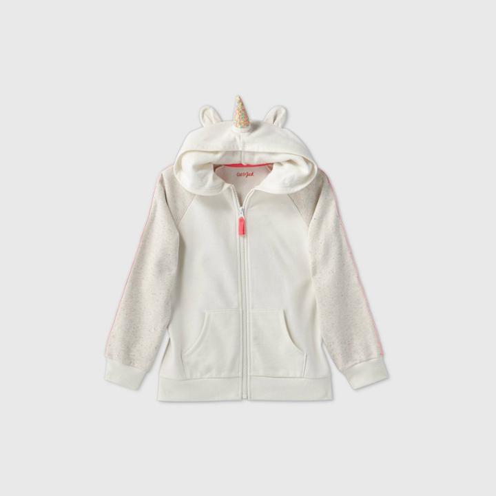 Girls' Unicorn Zip-up Hoodie - Cat & Jack Cream