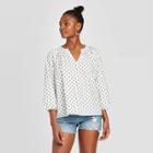 Women's Polka Dot Long Sleeve Open Front Shirt - Universal Thread Navy Xs, Women's, Blue