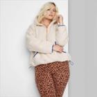 Women's Plus Size Half-zip Sherpa Anorak Jacket - Wild Fable Cream