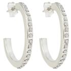 Target 3/4 Post Hoop Sterling Silver Earrings With Diamond Accents - White
