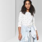 Women's Floral Print Long Sleeve Thermal Little Crew T-shirt - Wild Fable Cream