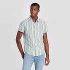Men's Striped Standard Fit Short Sleeve Button-down Camp Shirt - Goodfellow & Co Blue