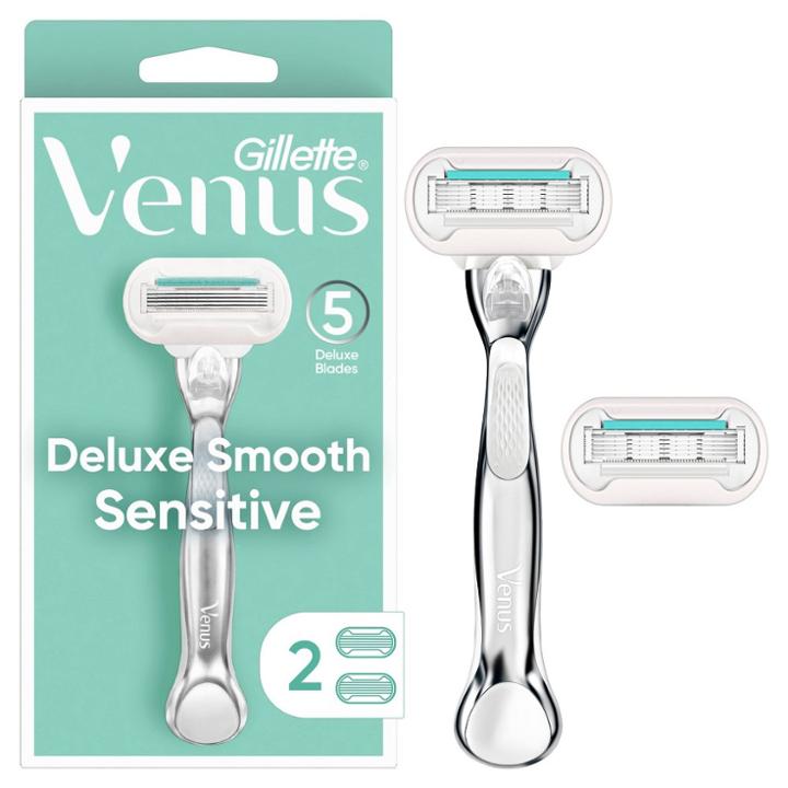 Venus Deluxe Smooth Sensitive Women's Razor + 2 Razor Blade Refills