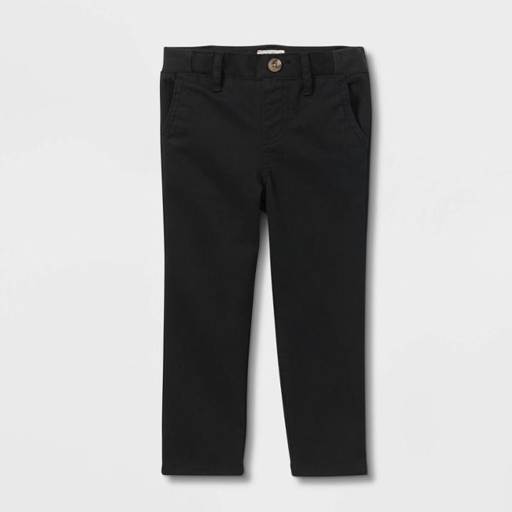 Toddler Boys' Uniform Straight Pants With Rib Waistband - Cat & Jack Black