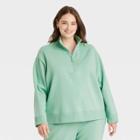 Women's Plus Size Fleece Quarter Zip Sweatshirt - A New Day Green
