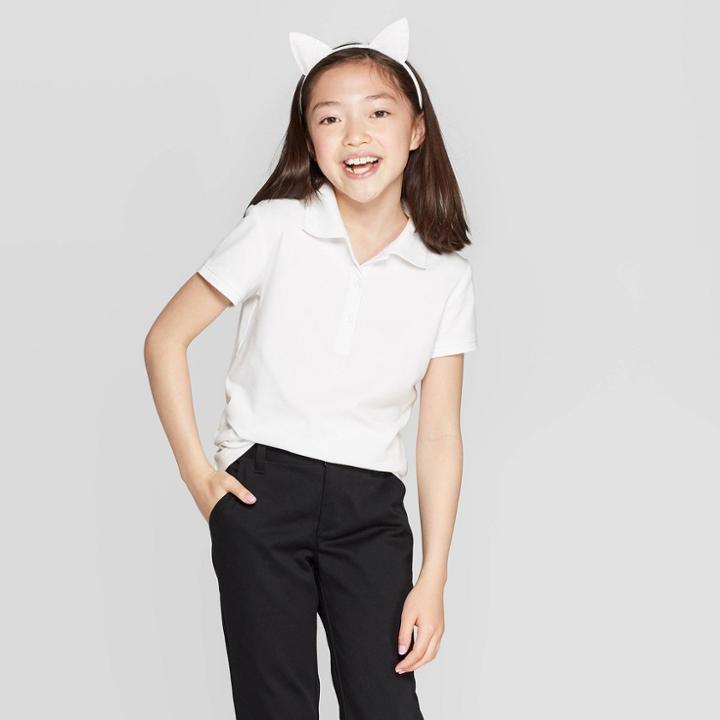 Girls' Jersey Uniform Polo Shirt - Cat & Jack True White