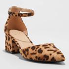 Women's Natalia Leopard Print Closed Toe Heeled Pumps - A New Day Brown